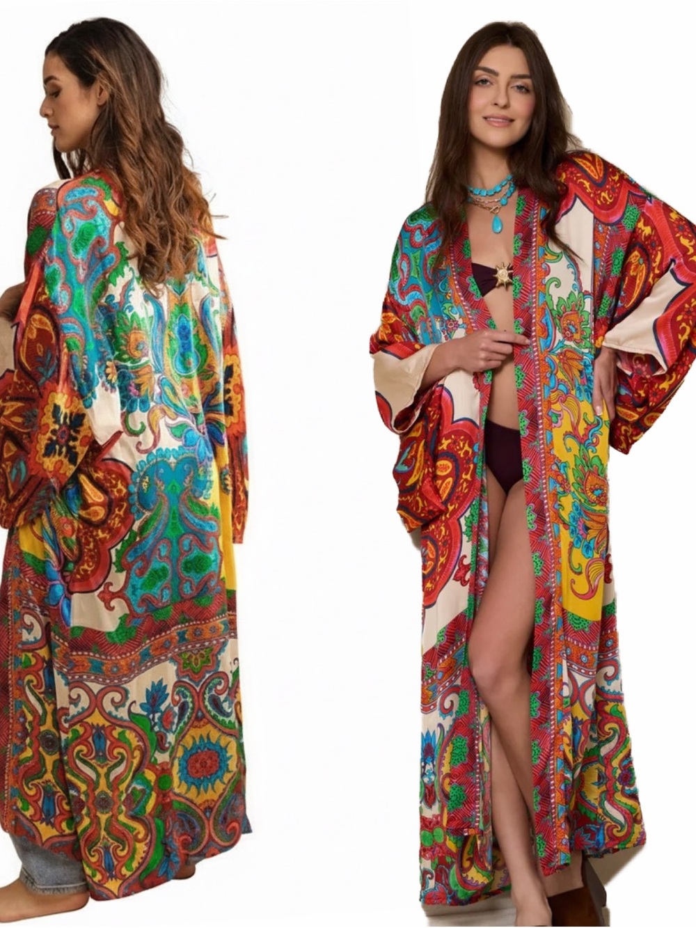 Saachi Kimono  Boho Colorful Unique Stunning Floral